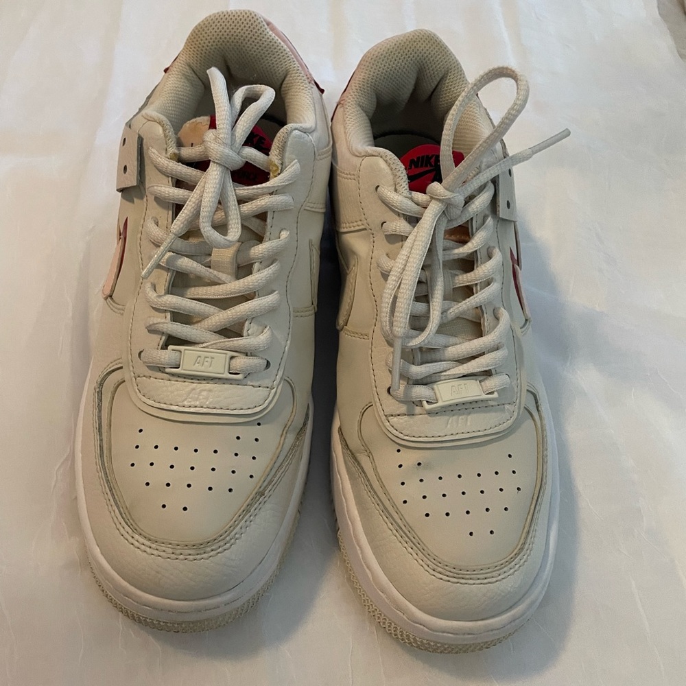 Nike Cream and Red Sneakers